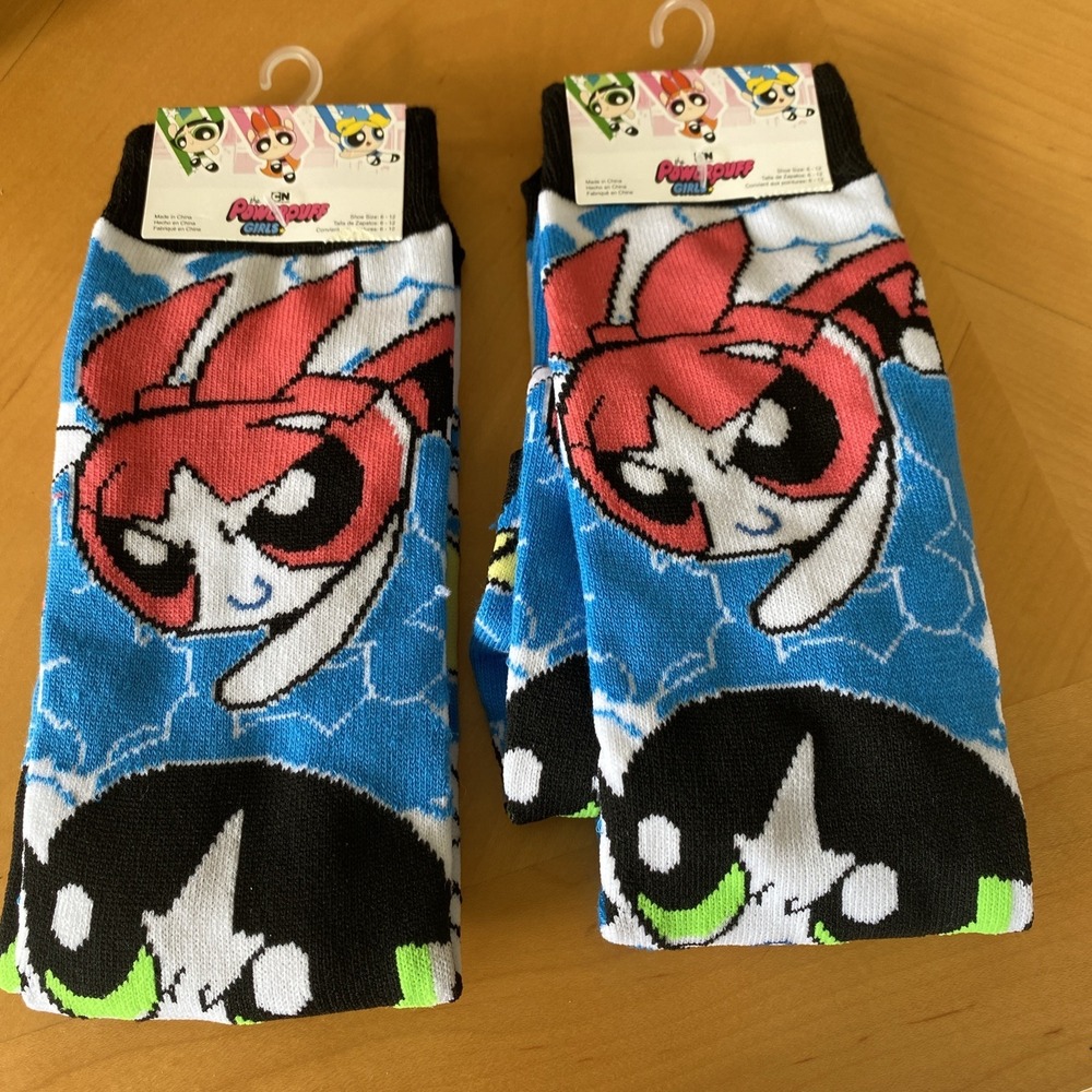 CARTOON NETWORLK THE POWERPUFF GIRLS CREW SOCKS SHOE SIZE 6 - 12 2x